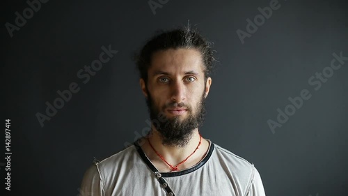 Portrait of a fighter tai chi in the training hall photo