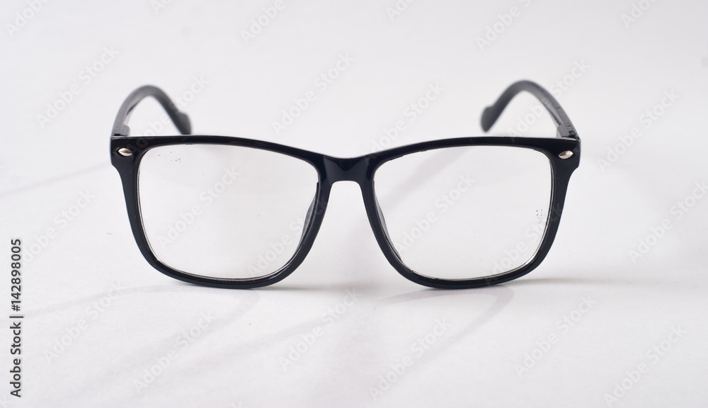 Black glasses on a white background,