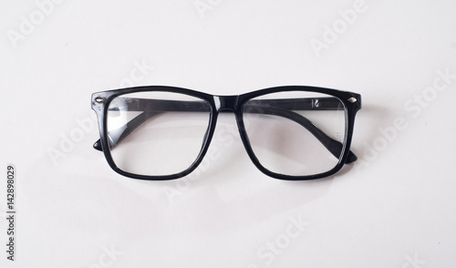 Black glasses on a white background,