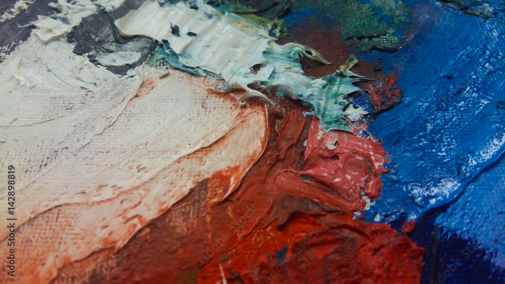 Painting with oil paints, close-up