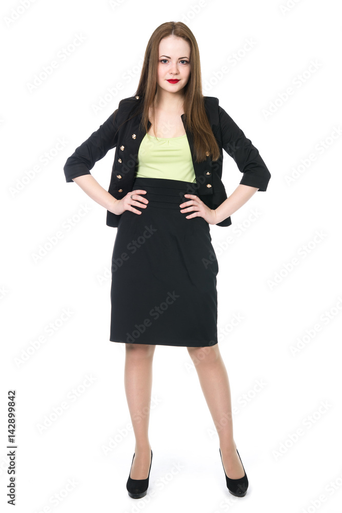 Fototapeta premium Beautiful brunette in a business suit in full growth