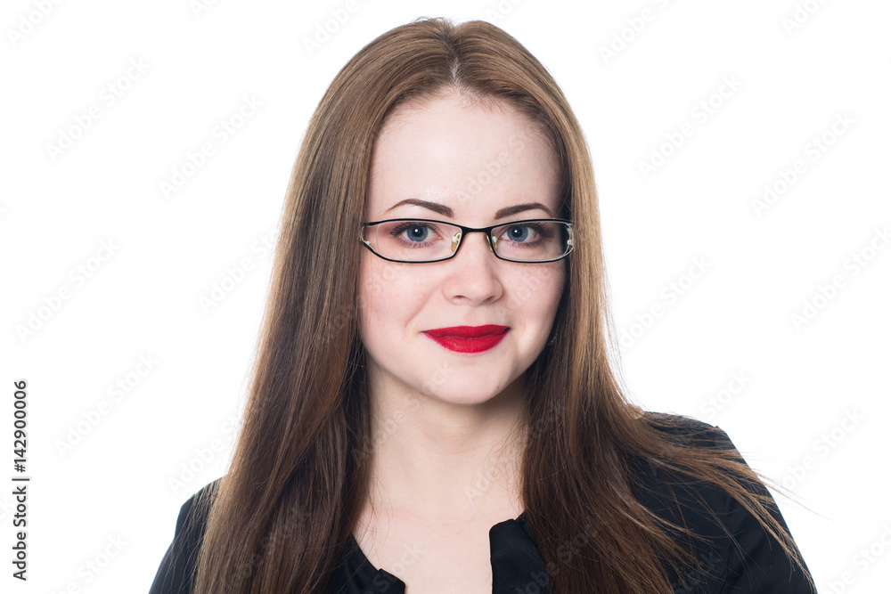 Close-up portrait of a business woman wearing glasses