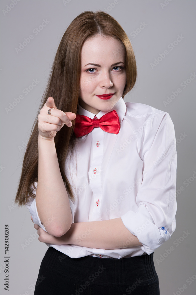 Portrait of a young woman in a light shirt Portrait of a young woman in a light shirt
