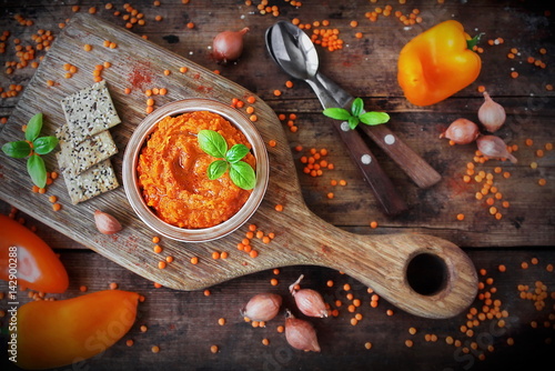 homemade pate of red lentils photo