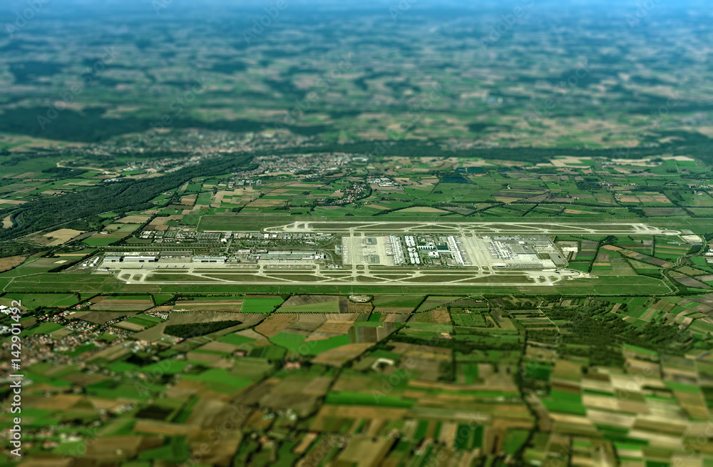 Aerial view of Munich Airport, Germany.
