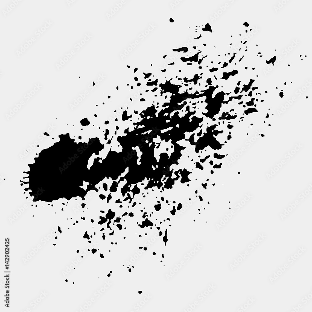 Hand drawn ink splash. Label, logo design element. Brush abstract wave. Vector illustration.