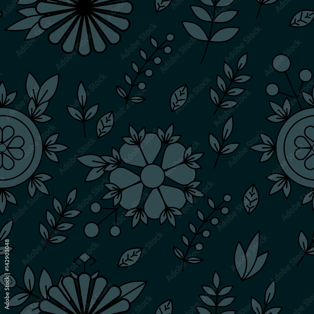 Outline seamless pattern. Floral elements. Simple linear background in minimalistic style. Vector illustration Outline seamless pattern. Floral elements. Simple linear background in minimalistic style. Vector illustration