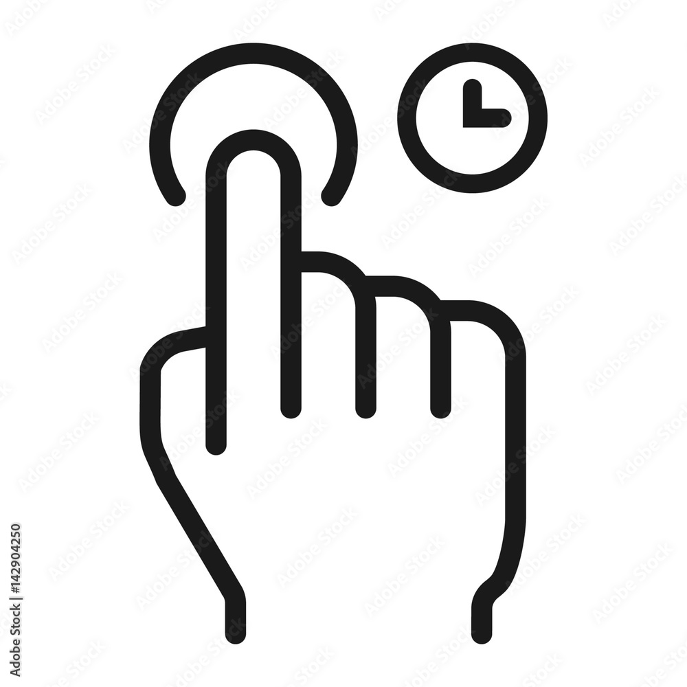 Press and hold line icon, touch and hand gestures, mobile interface vector graphics, a linear pattern on a white background, eps 10. - obrazy, fototapety, plakaty 
