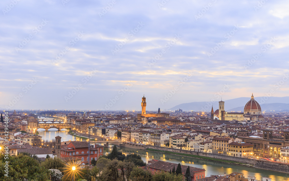 Panorama of Florence at sunset of the day.Italy