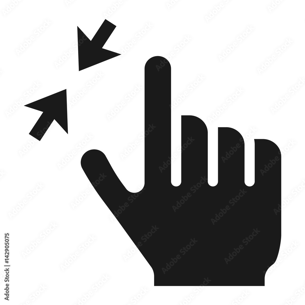 Fototapeta premium 2 finger zoom out solid icon, touch and hand gestures, mobile interface vector graphics, a filled pattern on a white background, eps 10.