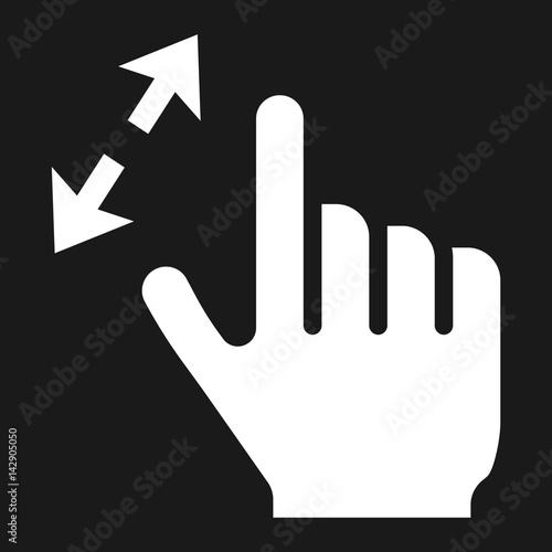 2 finger zoom in solid icon, touch and hand gestures, mobile interface vector graphics, a filled pattern on a black background, eps 10.