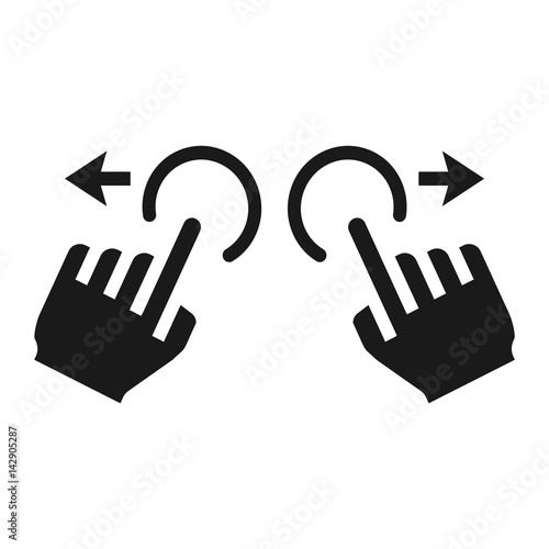 Two hand zoom in solid icon, touch and hand gestures, mobile interface vector graphics, a filled pattern on a white background, eps 10.
