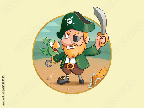 A pirate with a parrot