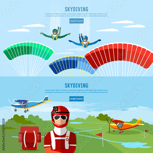 Skydiver jumps from an airplane vector