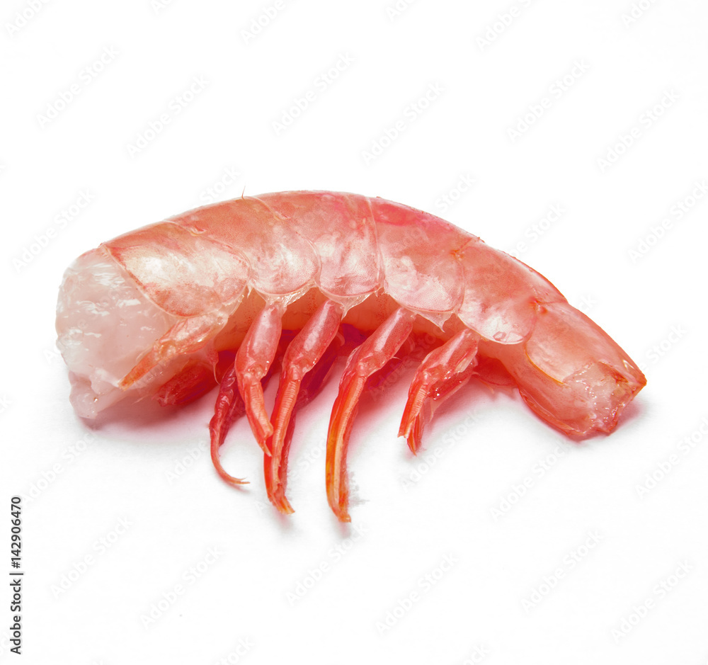 shrimp without head on a white background