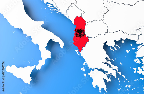 3D Albania map photo