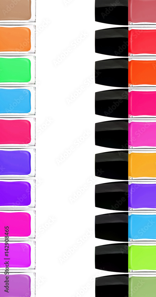 set of colorful nail polishes isolated on white set of colorful nail polishes isolated on white