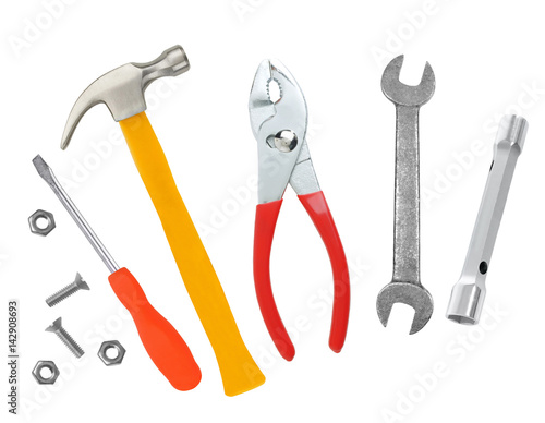 Wallpaper Mural Hammer, screwdriver and wrenches isolated on white Torontodigital.ca
