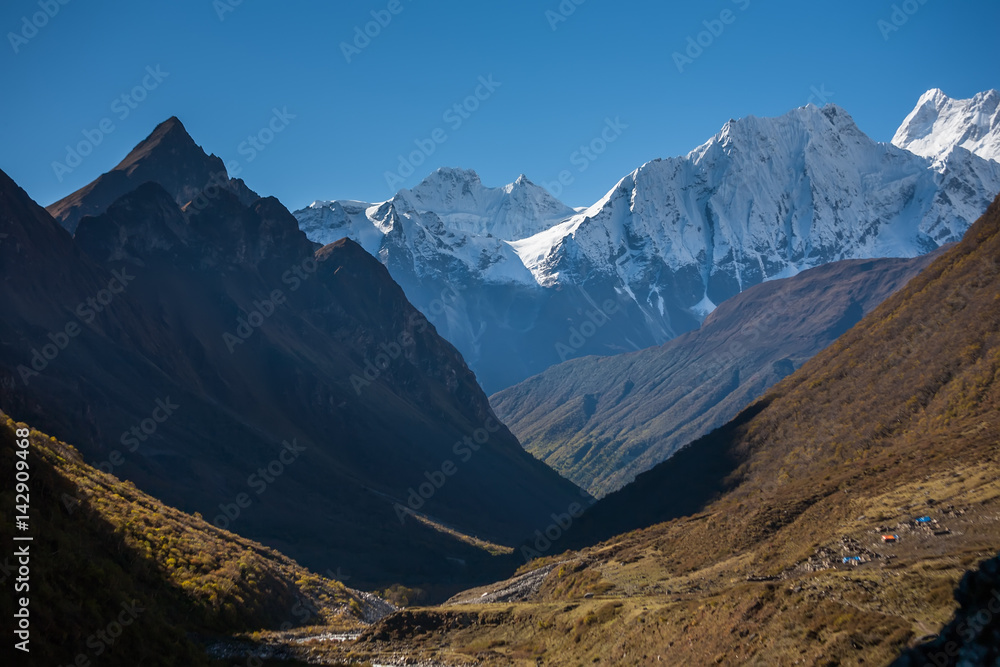 Valley on Manaslu circuit trek in Nepal