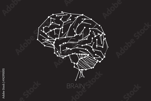 Human brain line dot design concept