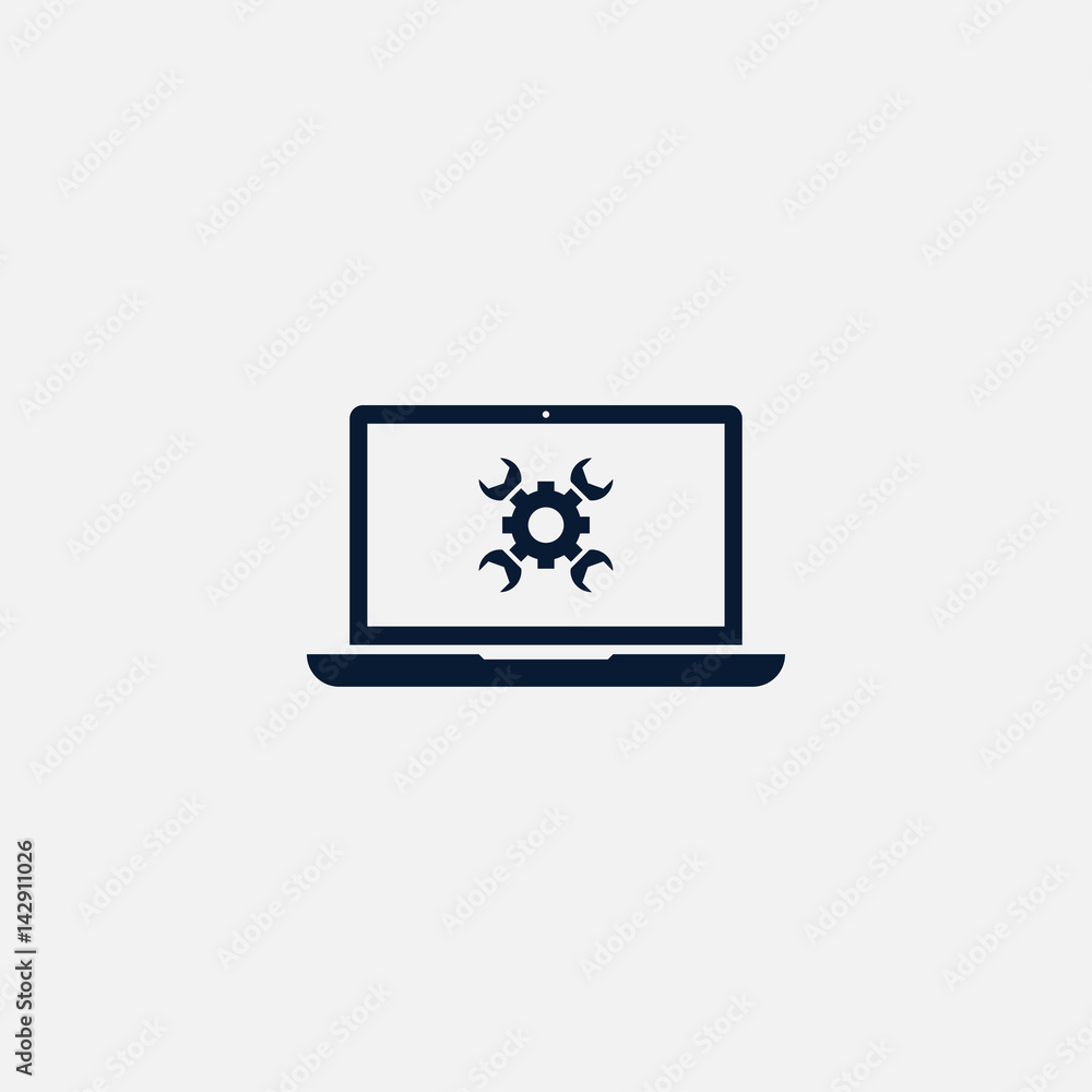 Laptop icon simple gear illustration Laptop icon simple gear illustration