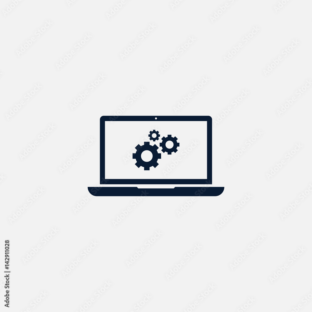 Laptop icon simple gear illustration Laptop icon simple gear illustration