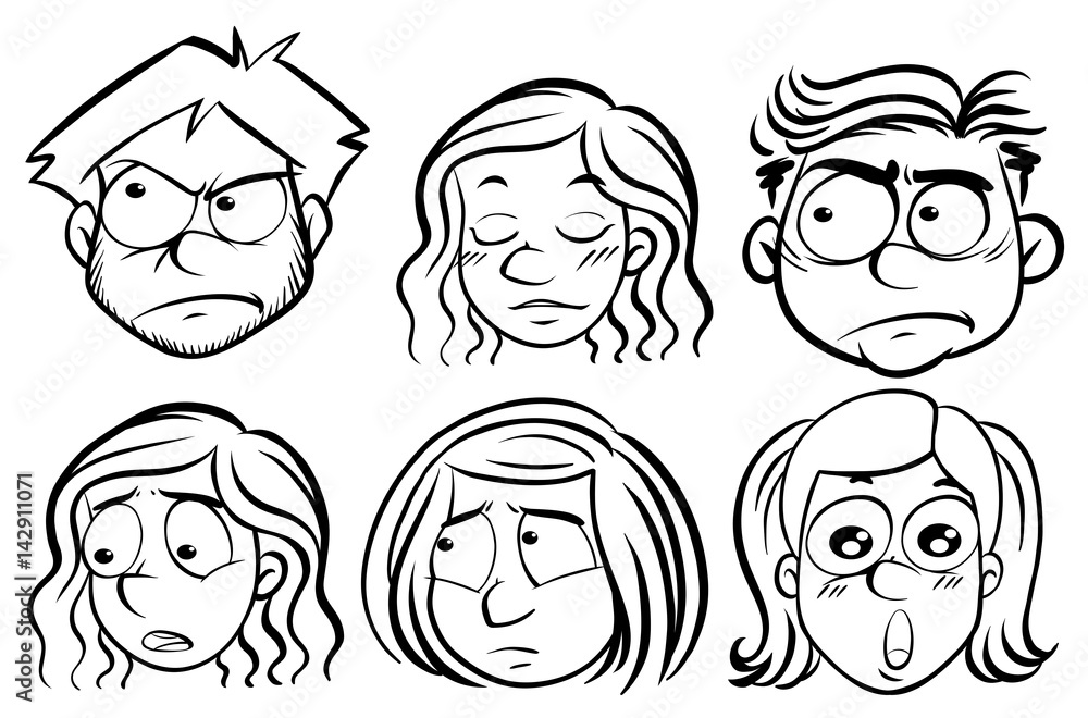 Six people with different expressions Six people with different expressions
