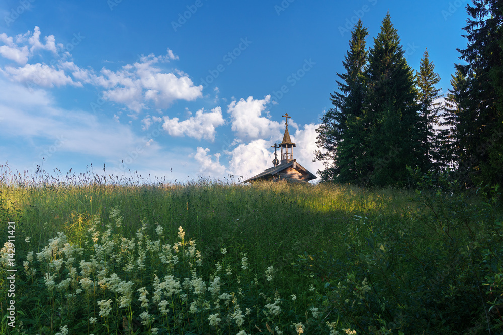 wooden chapel in the field