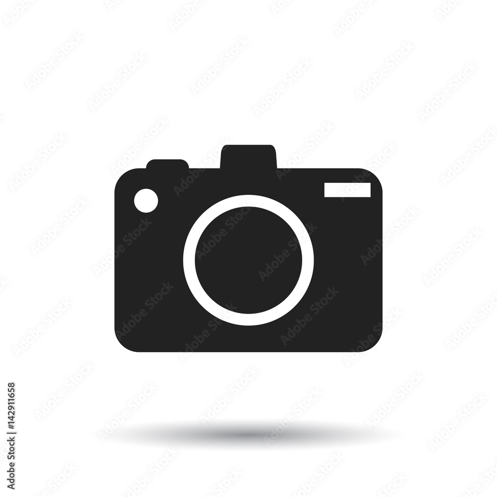 Camera icon on isolated background. Flat vector illustration.