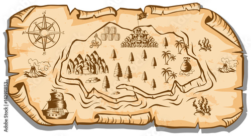 Treasure map on brown paper