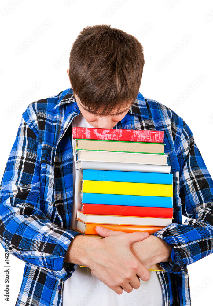 Sad Student with a Books