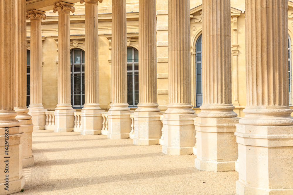 columns architecture detail of old building in France