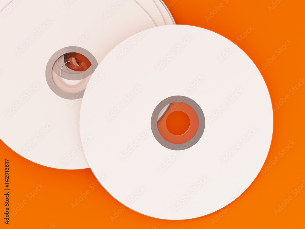 3D Illustration of Compact discs on color background 3D Illustration of Compact discs on color background
