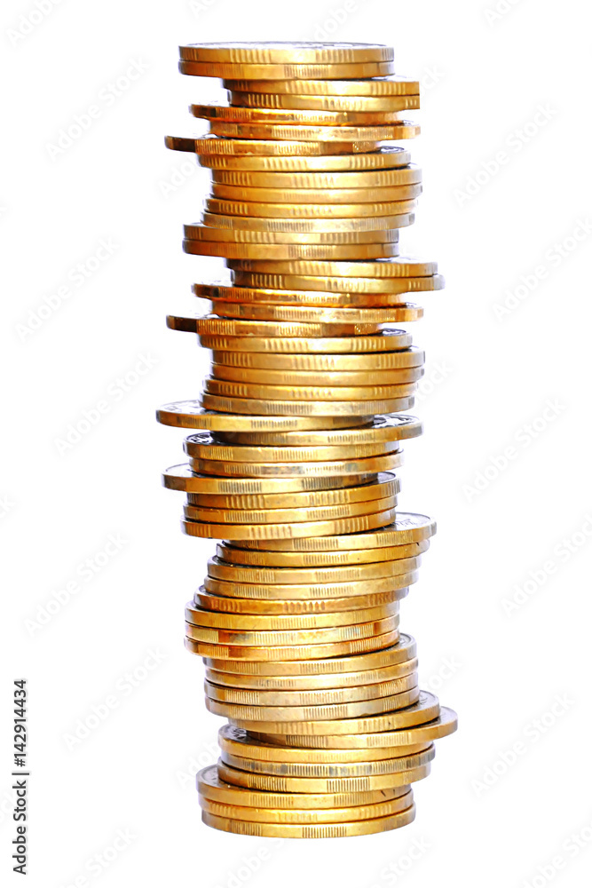 golden coins isolated on white golden coins isolated on white