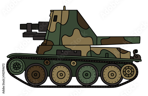 Vintage camouflaged self propelled gun