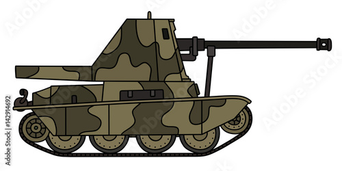 Vintage camouflaged self propelled gun