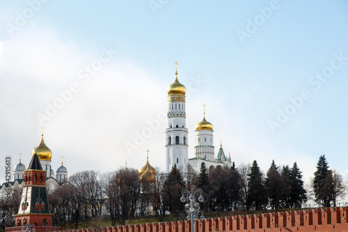 Archangelsky cathedral and the bell tower of Ivan the Great, the Moscow Kremlin. Russia