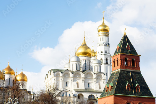 Archangelsky cathedral and the bell tower of Ivan the Great, the Moscow Kremlin. Russia