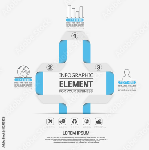 ELEMENT FOR INFOGRAPHIC  TEMPLATE GEOMETRIC FIGURE SERPENTINE INTERSECTED THIRD EDITION BLUE
