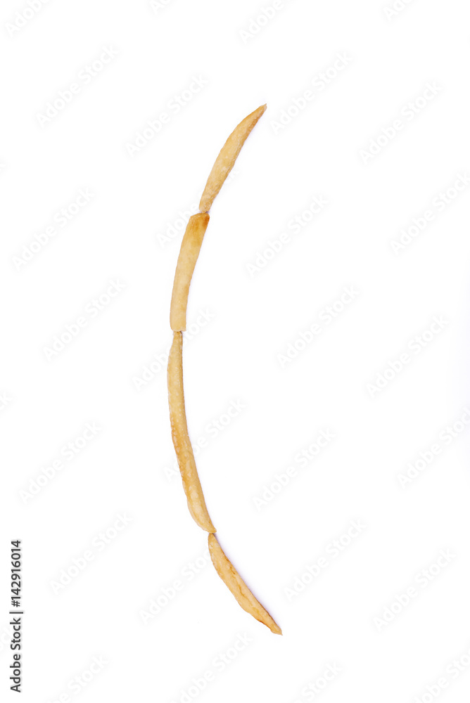 Symbol opening parenthesis with french fries.