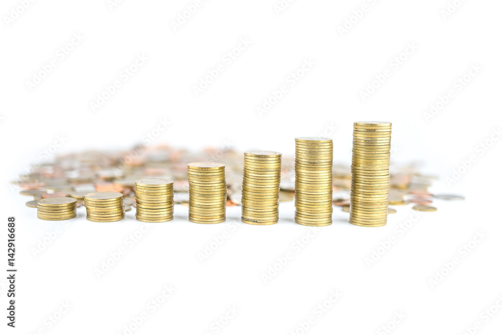 Coin stacks on a white background Coin stacks on a white background
