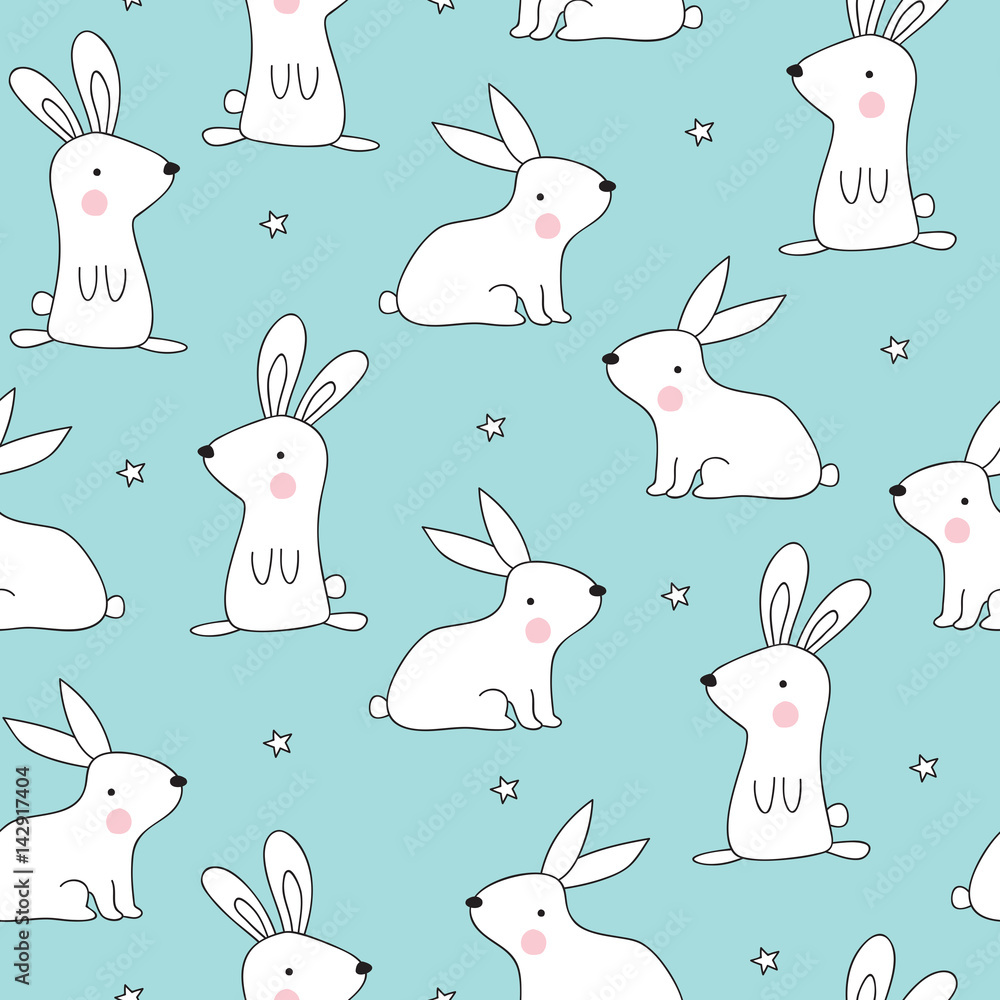 Naklejka premium seamless rabbit pattern vector illustration