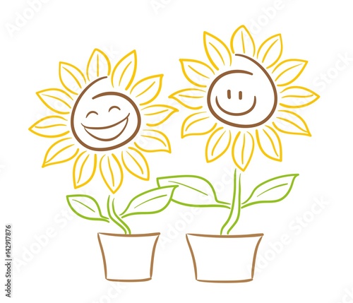 Fototapeta Naklejka Na Ścianę i Meble -  Sonnenblume Smiley Gesicht