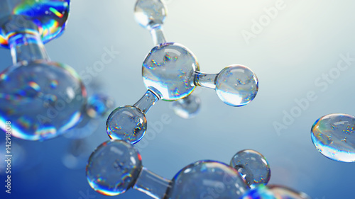 3d illustration of glass molecules. Atoms connection concept. Abstract science background.