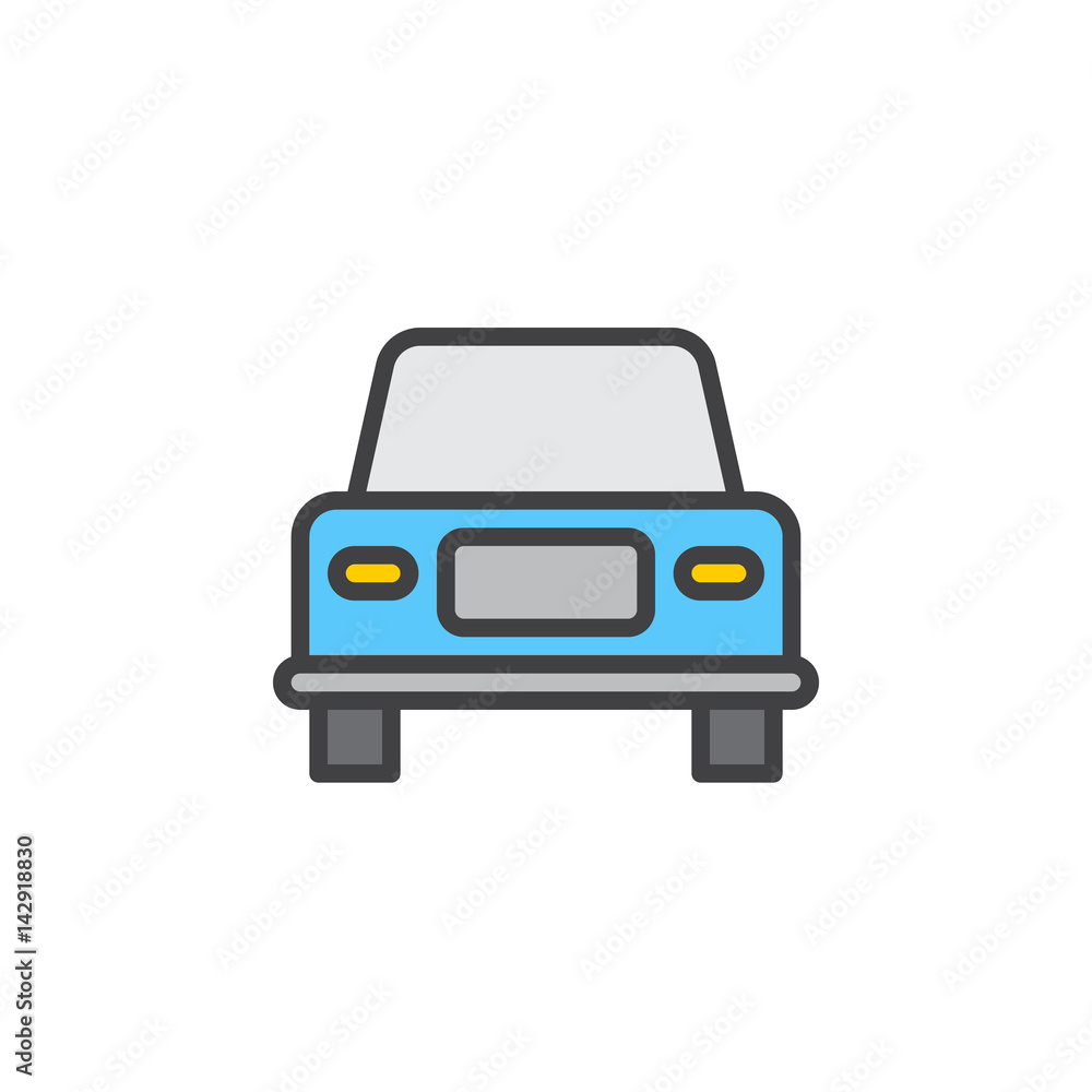 Car, vehicle filled outline icon, line colorful vector sign, linear style pictogram isolated on white. Symbol, logo illustration. Editable stroke. Pixel perfect