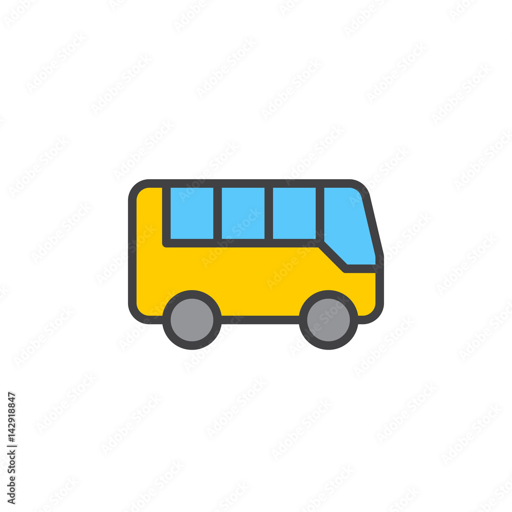 Bus filled outline icon, line colorful vector sign, linear style pictogram isolated on white. Symbol, logo illustration. Editable stroke. Pixel perfect
