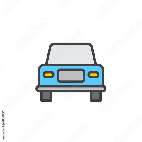 Car, vehicle filled outline icon, line colorful vector sign, linear style pictogram isolated on white. Symbol, logo illustration. Editable stroke. Pixel perfect