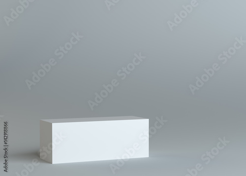 White empty box on gray background