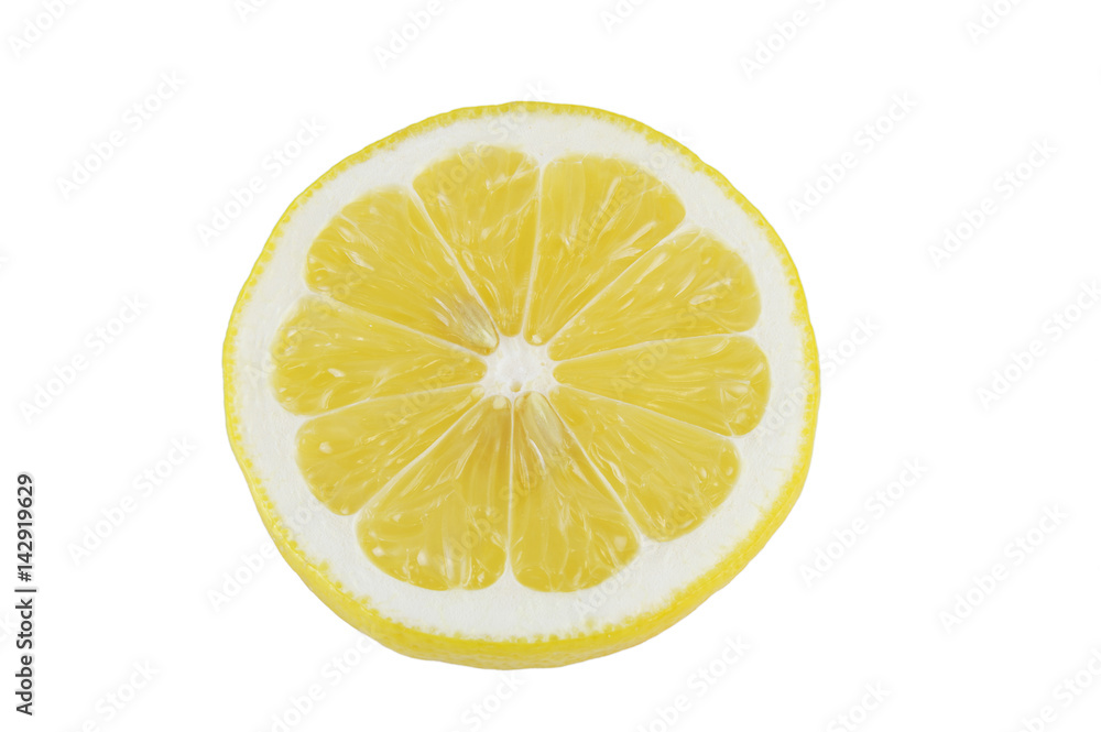fresh lemon slice isolated on white background