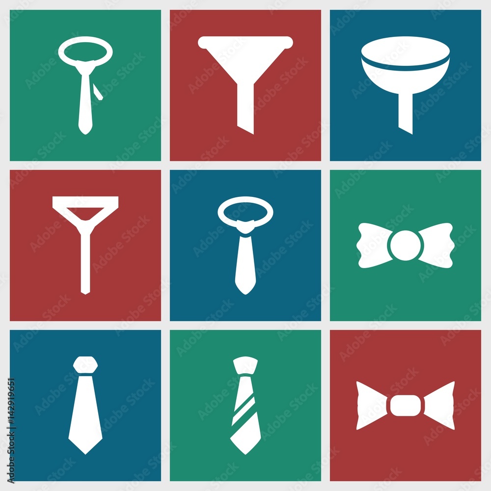Set of 9 neck filled icons Set of 9 neck filled icons